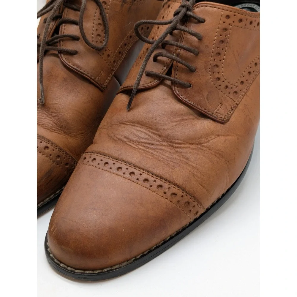 Nunn Bush Norcross 84526-221 Mens 12M Brown Leather Cap Toe Oxford Dress Shoes